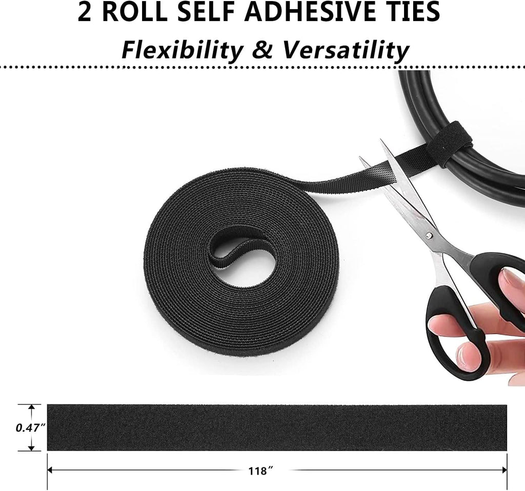 311Pcs Cable Management Organizer Kit 4 Cable Sleeve Split,53Cable Clips 12Cord Clips Holder,22 Cable Ties, 20 Adhesive Wall Cable Tie, 200Fasten Cable Ties for TV Office Home Electronics