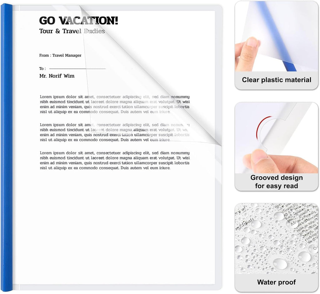 JOERSH 40Pcs Clear Report Covers with Sliding Bar, 40 Sheet Capacity Plastic Binder Paper Protector, Report Folders with Clear Cover for Resume File Documents, 5 Colors
