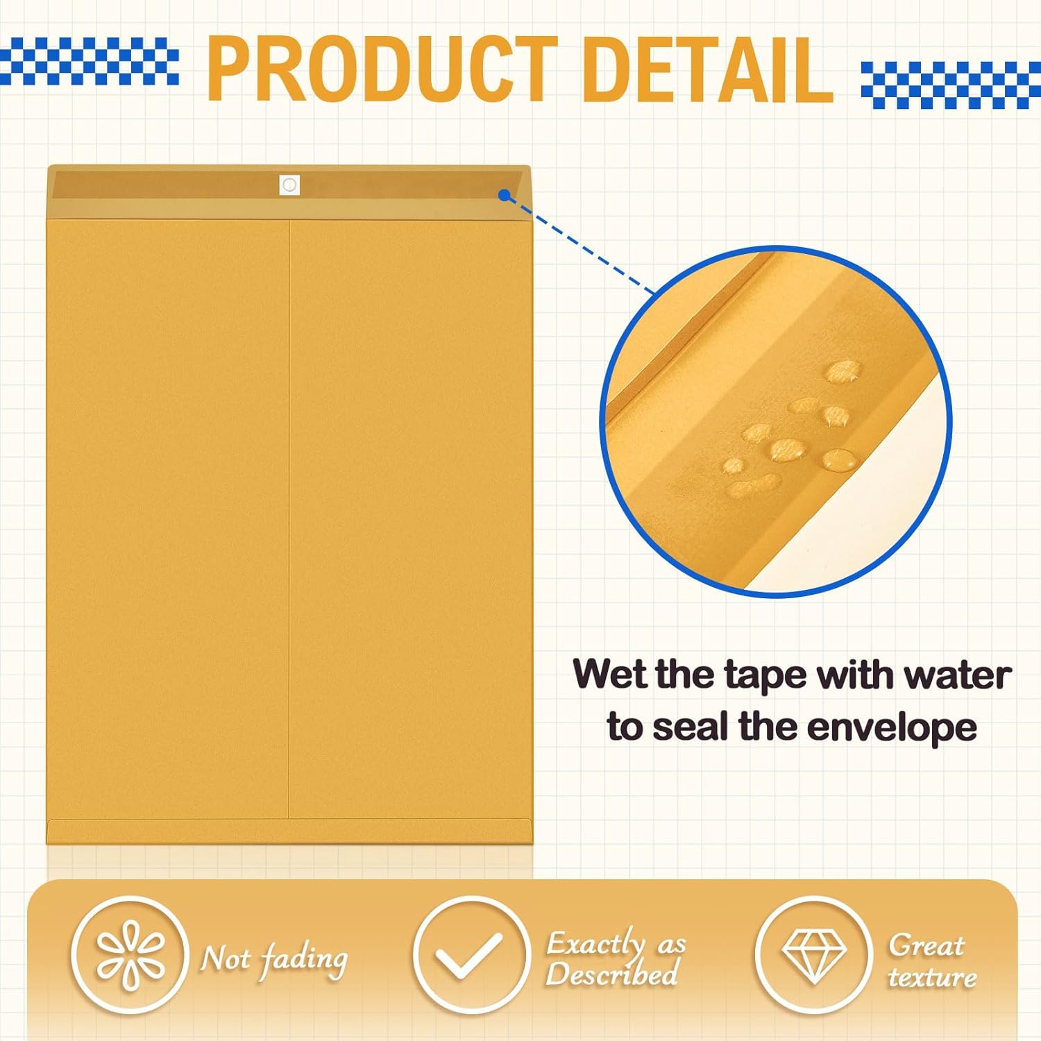 25 Pcs Clasp Envelope 14 x 18 Inch Large Manilla Envelopes with Clasp Closure 32lb for Mailing Thick Documents Home, Business, Legal or School Office Storing(Golden)