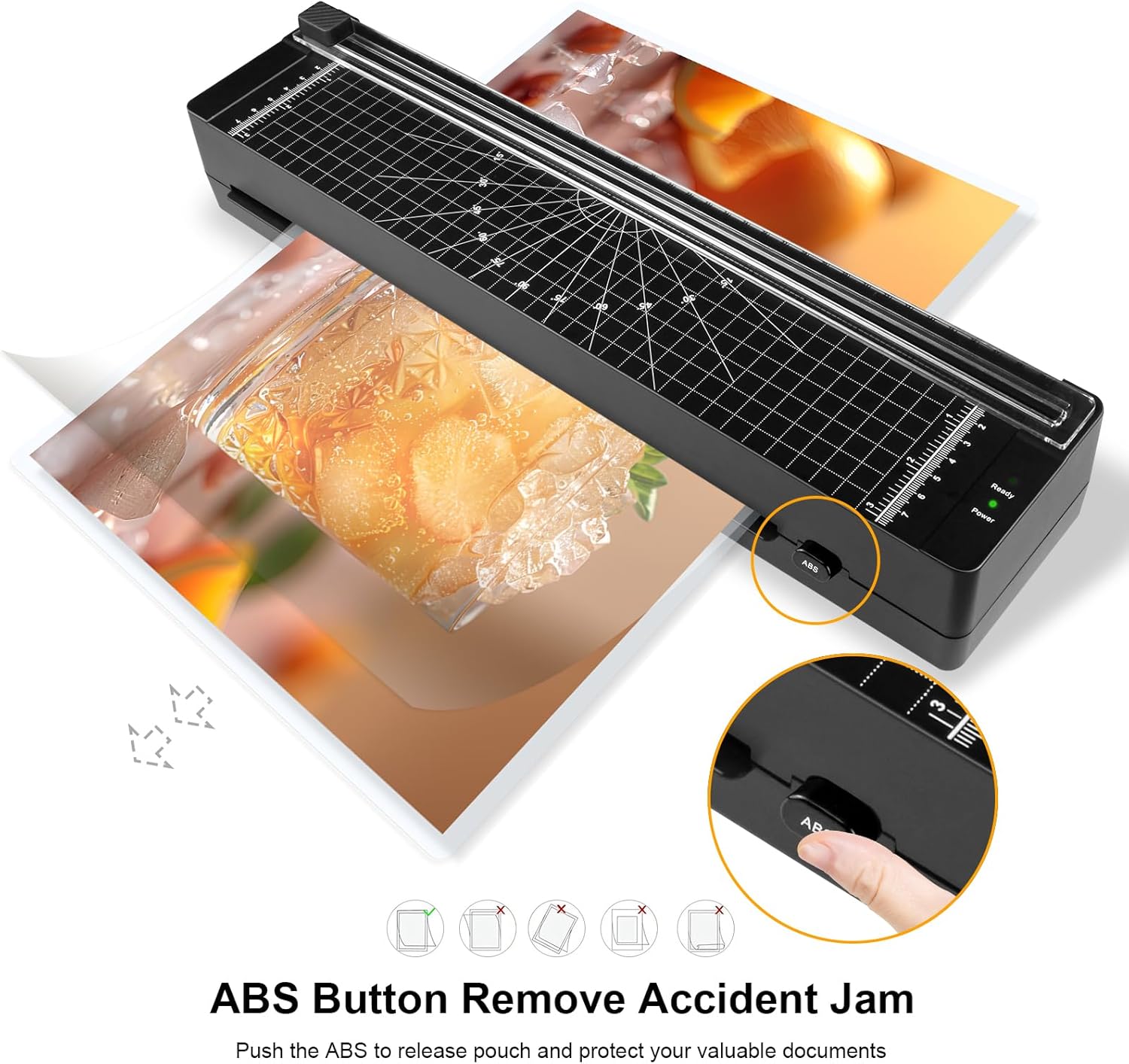 Laminator Machine 9-inch Includes 10pcs ，Laminating Sheets with Corner Rounder，Quick Warm-up， Ideal for Teachers Home Office Portable Lamination Machine