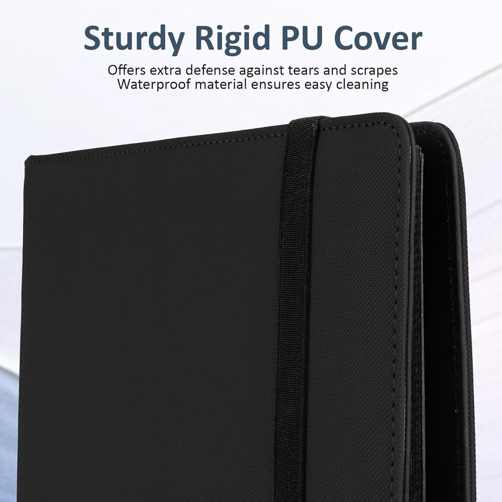 Trading Card Binder 9 Pocket, Fvxldcz PU Cover Card Collection Binder 540 Cards Sleek Side-Loading Card Album, Sturdy Card Collection Folder for TCG, MTG, Yugioh, Sport Cards (Black-2)