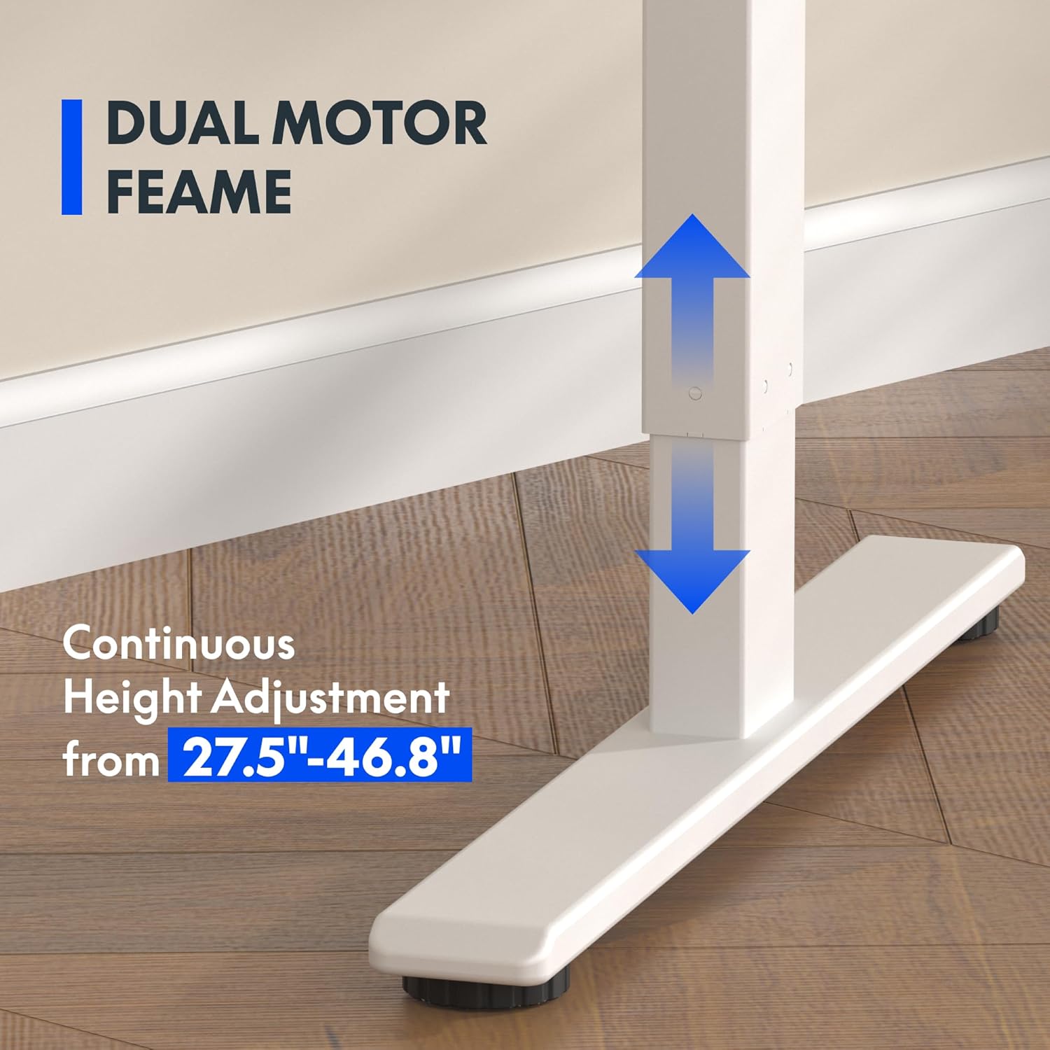 FLEXISPOT E3 Dual Motor Electric Standing Desk 55x28 Inch Whole-Piece Board Height Adjustable Electric Sit Stand Desk (White Frame +Brown Wood Grain Desktop, 2 Packages)