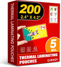 CAREGY 200 Count Thermal Laminating Pouches, 5 Mil, 2.4x4.25 Inch Laminate Business Cards, ID Card Size,Round Corner, Ideal Office or School Supplies