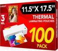 CAREGY 100 Pack Laminating Sheets, Hold 11 x 17 Inch Sheet, 3 Mil Clear Thermal Laminating Pouches 11.5 x 17.5 Inch Lamination Sheet Paper for Laminator, Round Corner