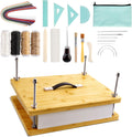 HAOPENGYOU 14.7"x11.4" Large Bamboo Book Press & Bookbinding Kit with Bone Folder, Awl, Needles - Complete DIY Book Repair Craft Set