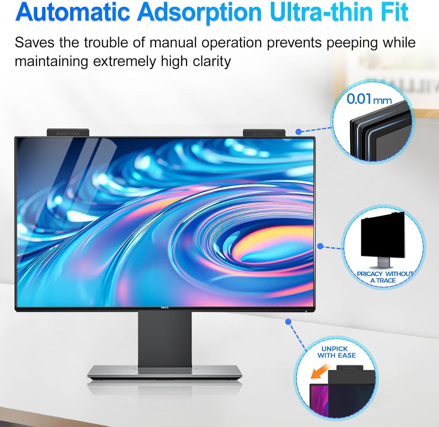 Magnetic 24 Inch Privacy Screen for Computer Monitor 16:9 Aspect Ratio, Hanging Removable Anti-Blue/Glare Protector Film, Anti Spy Desktop Security Private Filter 24in