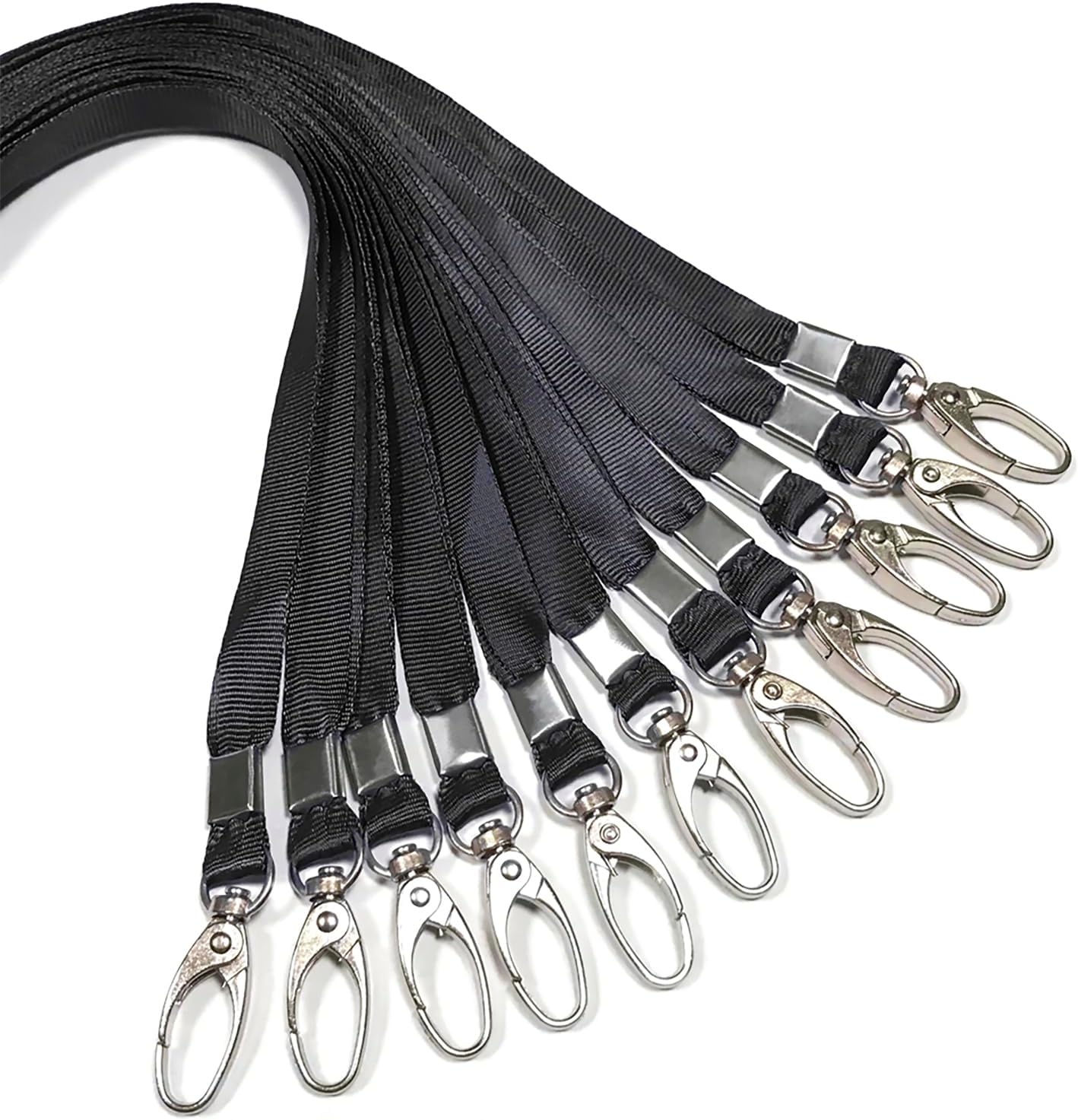 10 Pcs Lanyards Black Lanyard for Id Badges Nylon Lanyard Bulk Clip Swivel Hook for Office Id Badges Key Chains (Black)