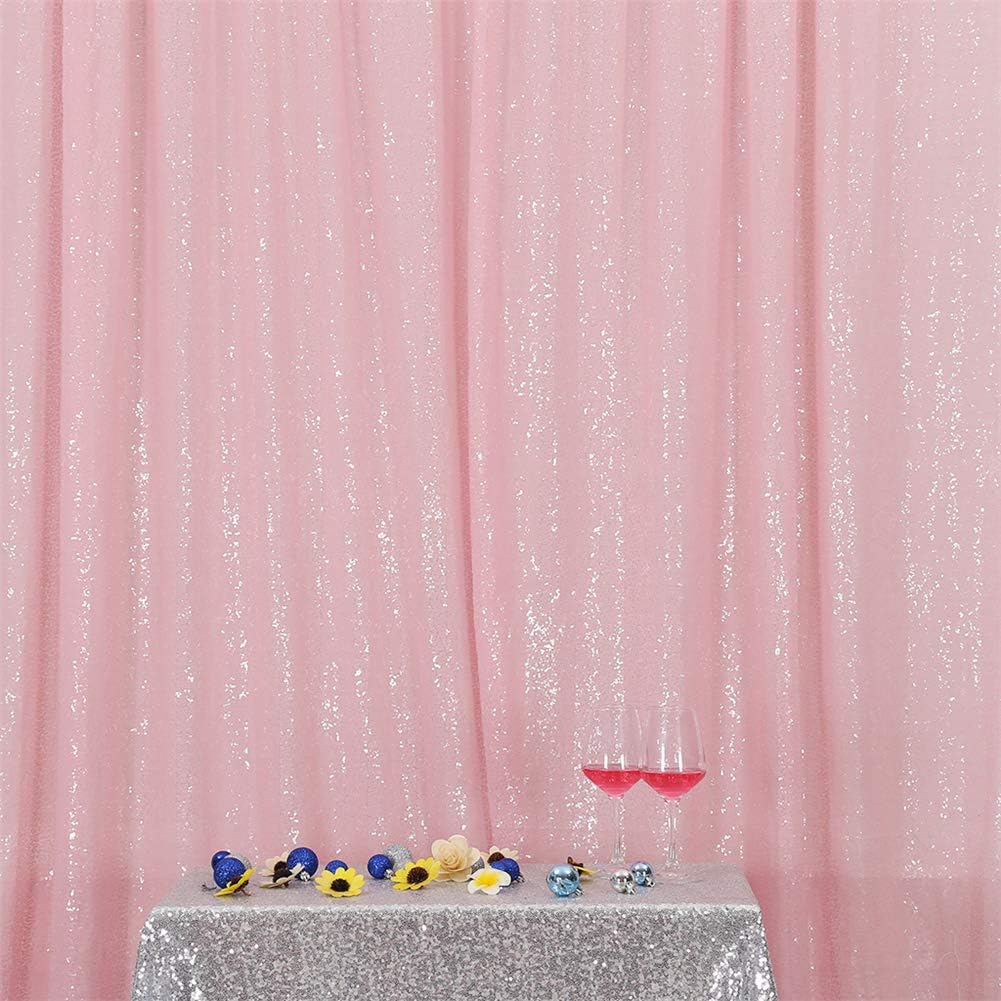 Eternal Beauty Pink Sequin Backdrop, 8x8 Ft Glitter Background Curtains for Shimmer Photography Party Wedding Birthday Back Drop Decor