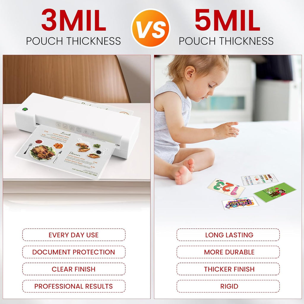 CAREGY 200 Count Thermal Laminating Pouches, 5 Mil, 2.4x4.25 Inch Laminate Business Cards, ID Card Size,Round Corner, Ideal Office or School Supplies