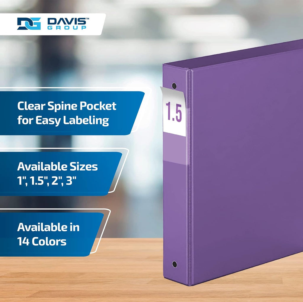Premium Economy 6-Pack 3-Ring Binders for School or Office, Round-Ring Binders, 1.5 Inch, Purple