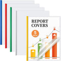 JOERSH 5Pcs Clear Report Covers with Sliding Bar, 40 Sheet Capacity Plastic Binder Paper Protector, Report Folders with Clear Cover for Resume File Documents, 5 Colors