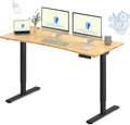 FLEXISPOT E3 Bamboo Dual Motor 72x30 Inch Electric Height Adjustable Standing Desk Whole-Piece Board Desk Sit Stand Up Desk (Black Frame + Bamboo Curved Desktop)