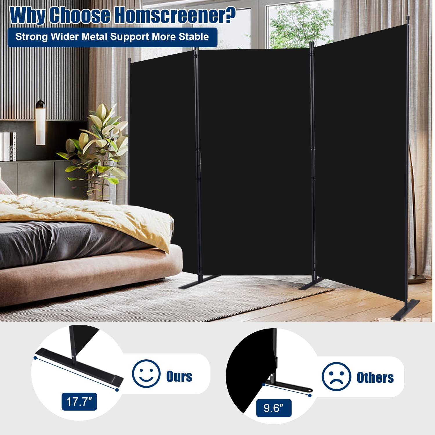 Room Divider 6FT Portable Room Dividers and Folding Privacy Screens, 102'' W Fabric Divider for Room Separation, 3 Panel Partition Room Dividers Freestanding Wall Divider Screen for Dorm Studio Office