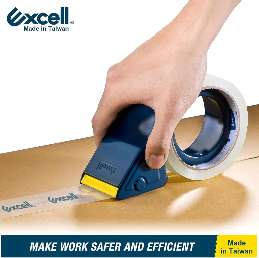 Excell SH-2508TRA2 Lightweight Packaging Tape Dispenser (2" Wide): Easy-to-Handle Plastic Design. For Shipping, mailing, and Carton Sealing. Features Retractable Blade Cover for Safety. (1Gun + 2Tapes
