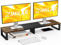 Zimilar Dual Monitor Stand Riser, Large Monitor Stand for Desk, Wood Monitor Riser with Storage Organizer for Home Office, Monitor Stands for 2 Monitors, Desktop Wooden Monitor Riser for Computer