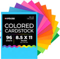 Hygloss Bright Colored Cardstock - 8.5x11-Inch, 12 Assorted Colors, 96 Sheets, 65 lb/ 176 gsm, Fade-Resistant, Acid-Free Color Card Stock Paper