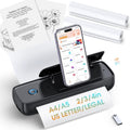 Portable Thermal Printer, Wireless & Bluetooth Mini Inkless Printer for Travel, Office, Home, Supports 8.5x11inch, Compatible with iPhone, Android, Laptop(Black)