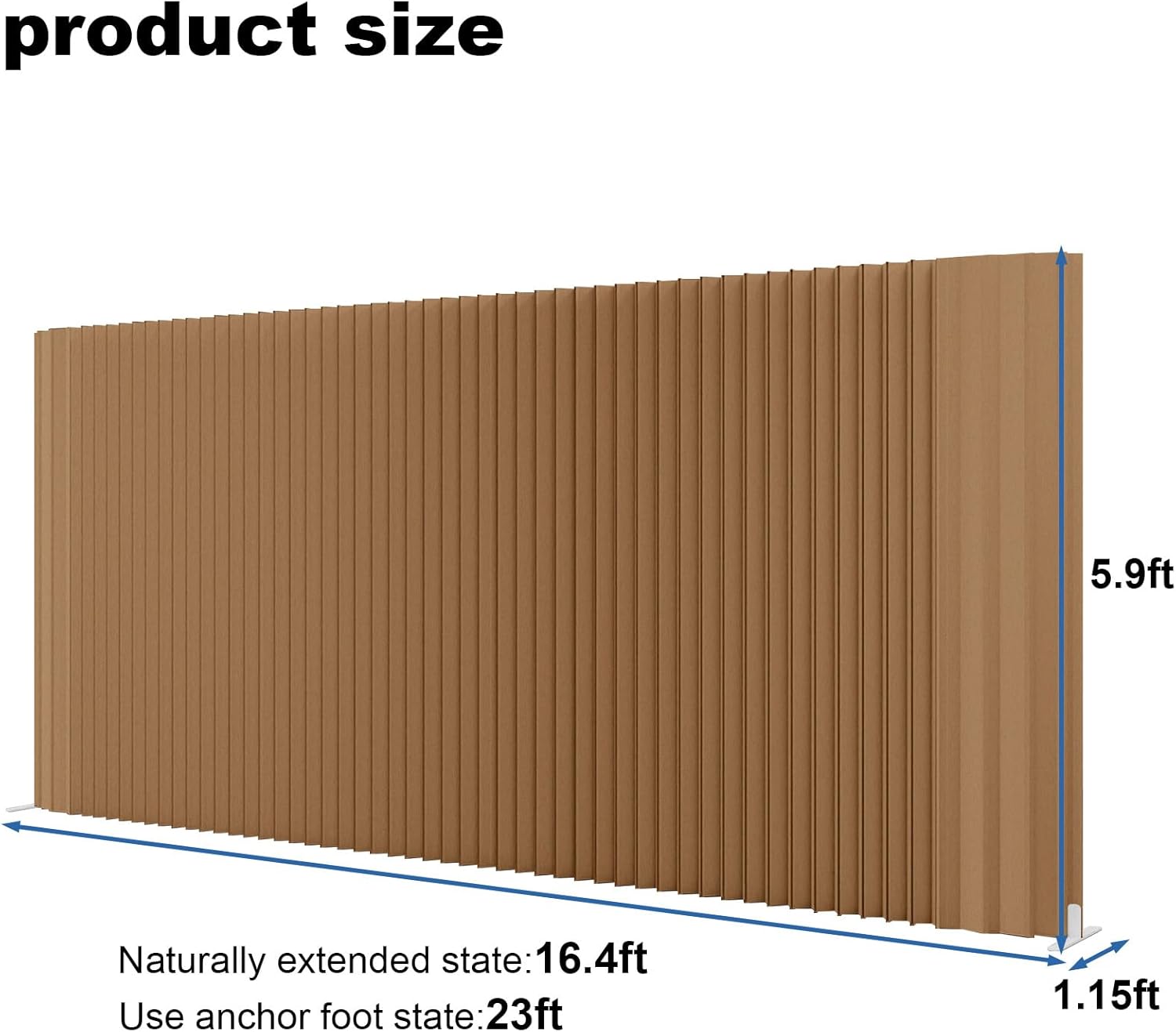 Paper Room Divider,Portable Office Partition Wall,Folding Privacy Paper Screen,Wall Dividers for Room Seperation,Freestanding Partition for Home Office Studio Exhibition,Brown -L16.4*W1.15 *H5.91 ft