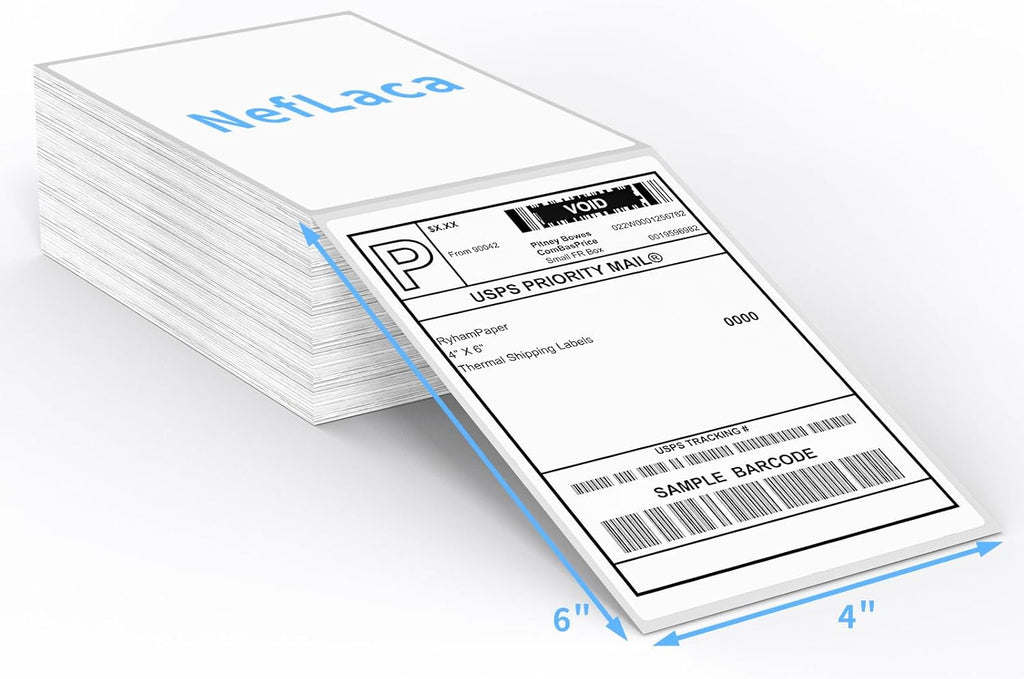 Direct Thermal Label-Shipping Label 4x6-NefLaca Thermal Printer Sticker 4"x6",Compatible with Rollo,Nelko,Zebra. MUNBYN Printer(Pack of 1000 Labels)