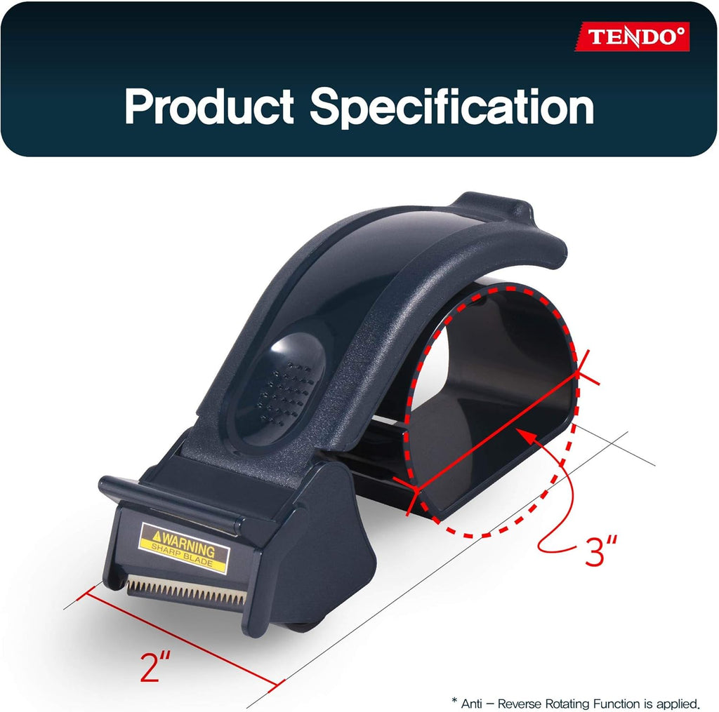SJ-50M Navy | TENDO Basic Line | Smart Packing Tape Dispenser, Easy Cut Tape Gun, for 45~50mm Tape Width and 3" Tape core