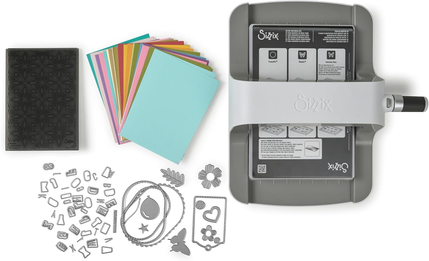 Sizzix Big Shot Machine with Starter Kit, 6" Die-Cutting and Embossing Machine with Cutting Dies, Embossing Folder and Cardstock