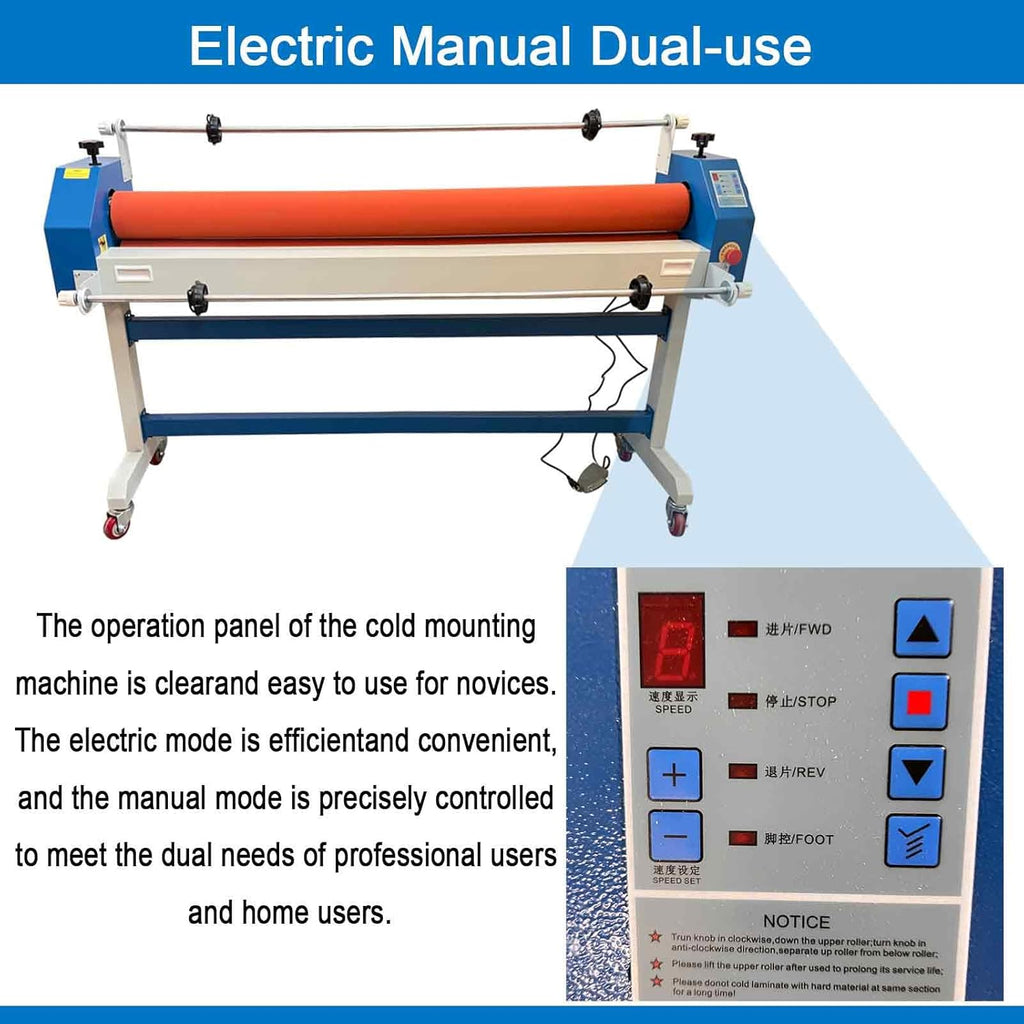 51in(1300mm) 110V Electric/Manual Cold Laminating Machine with Film Release Rod, Adjustable Speed Laminator with Foot Pedal, Soft Rubber Roller, for Cold Mounting Photos
