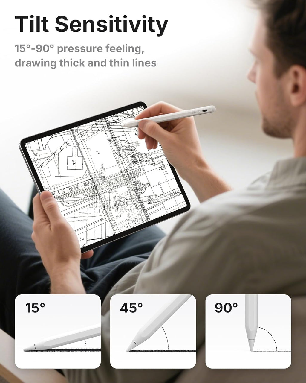 Metapen Pencil Only for iPad mini 7th A17 Pro, (2 Min Fast Charge), Low Latency, Palm Rejection,Tilt Sensitivity Stylus Pen, Note-Taking and Drawing for Student, Creator and Children