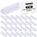 Fulmoon 100 Pcs Sign Holder, Adhesive Base Sign Holders Multiple Uses for Counters, Warehouses, Base Holders with Strong Adhesive (1 * 3in)
