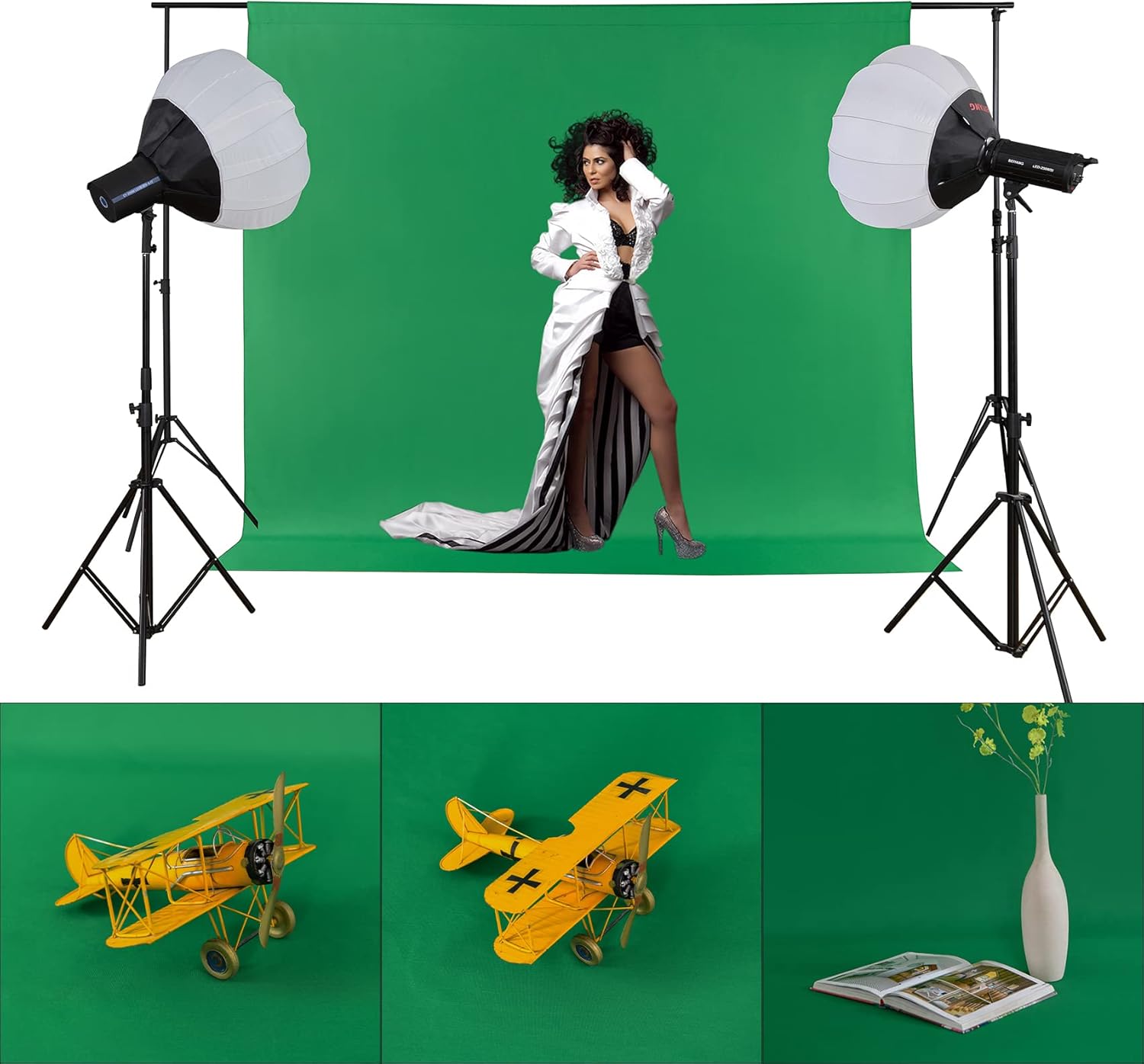 Joccun 8X10FT Green Backdrop Background for Photography,Polyester Backdrop Curtain Background Screen for Photography,Photoshoot,Video Recording,Studio(8X10ft,Green)