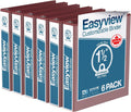 Easyview Premium 3-Ring Binders with Clear-View Covers and Round Rings, Binders for School or Office, 1.5 Inch, Pack of 6, Burgundy