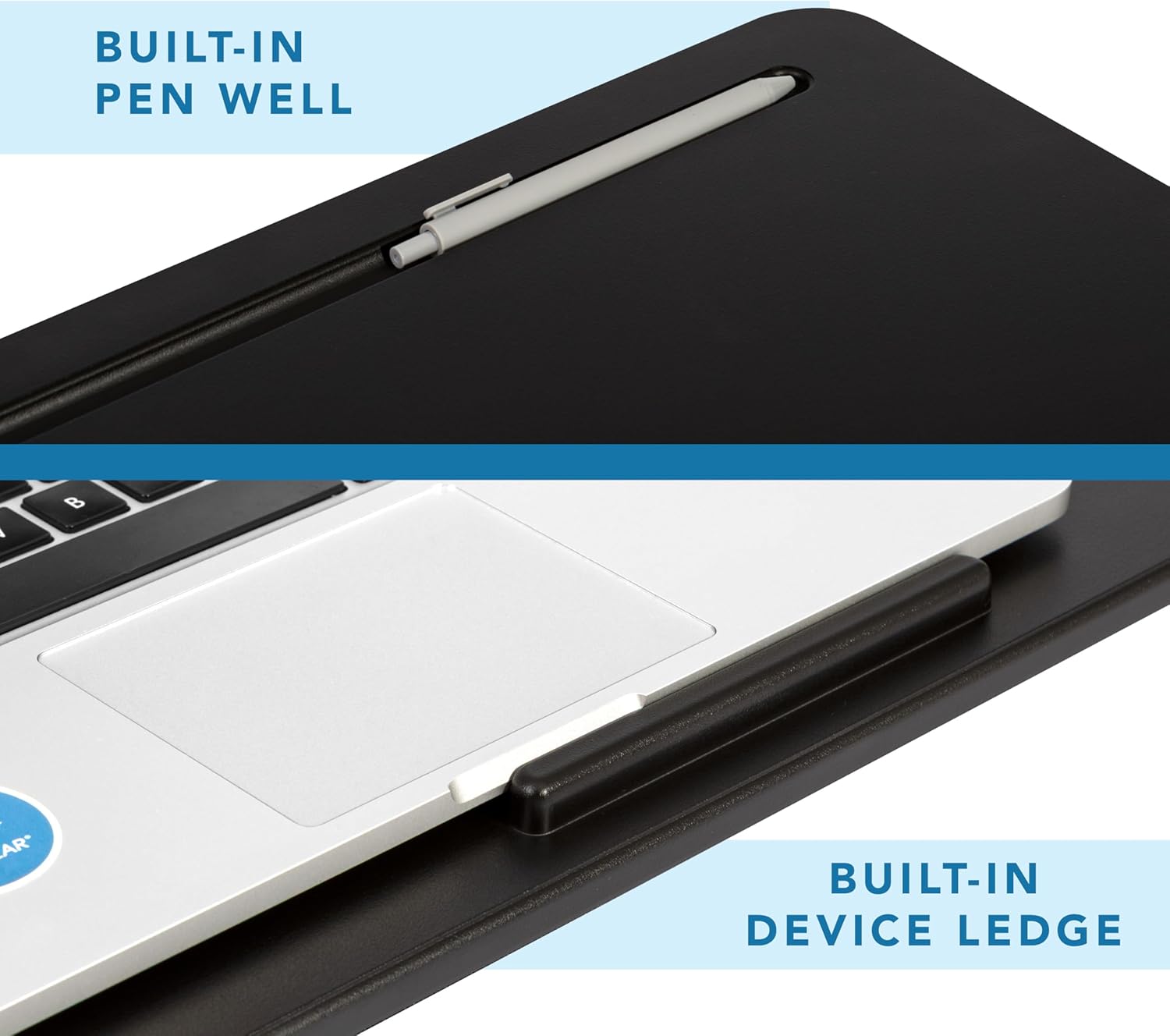 LAPGEAR Original Lap Desk – Large (17.9” x 13”) | Fits Up to 17.3” Laptops | Cushioned with Device Ledge, Pencil Tray & Handle | Portable & Lightweight | 12-Pack | Black – Style No. 45008