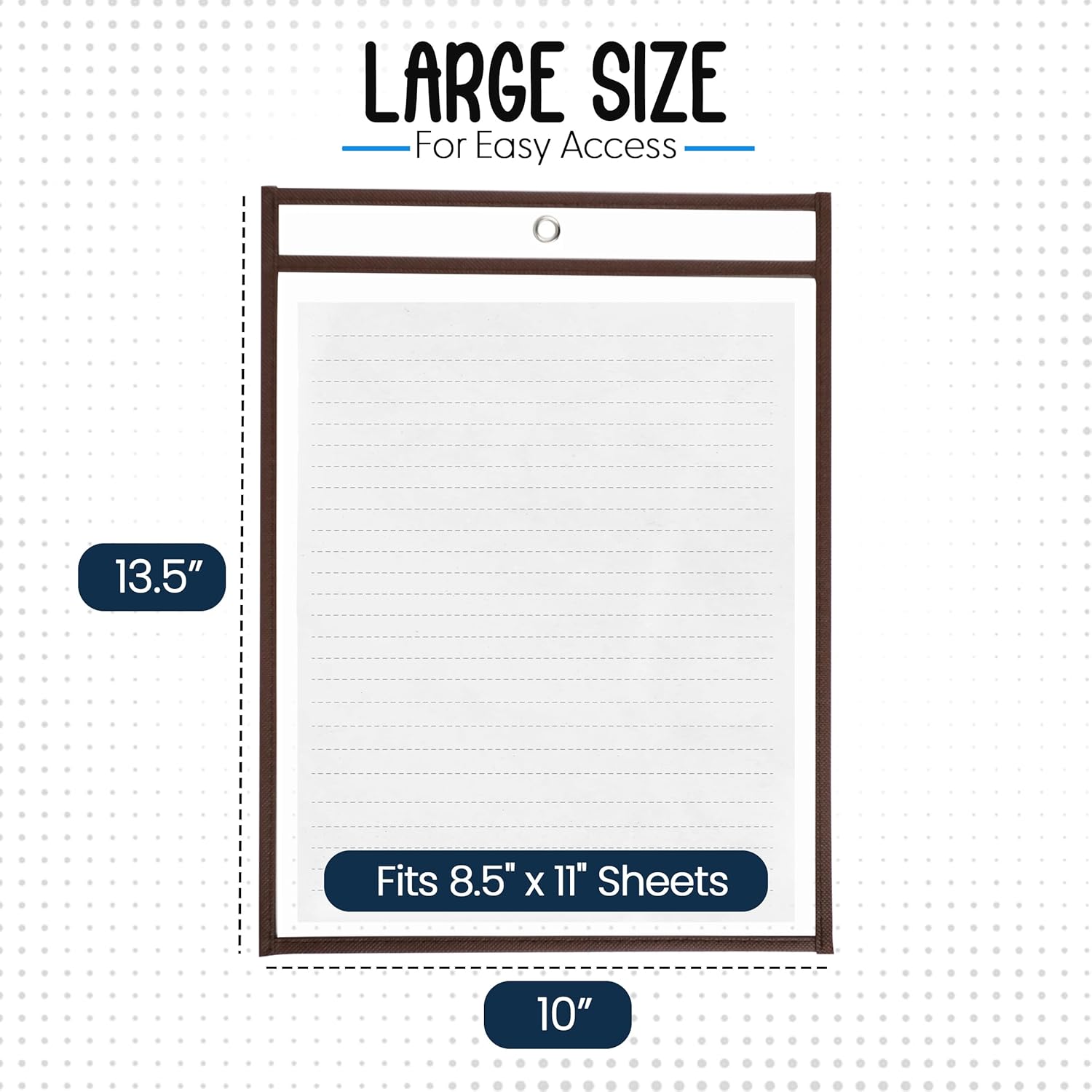 Essex Wares - 6 Pack, Brown, Durable Water-Resistant Dry Erase Pocket Document Protectors, 10" Wide x 13.5" Tall - Dry Erase Clear Plastic Sleeves - Reusable & Easy Erase Plastic Invoice Holders