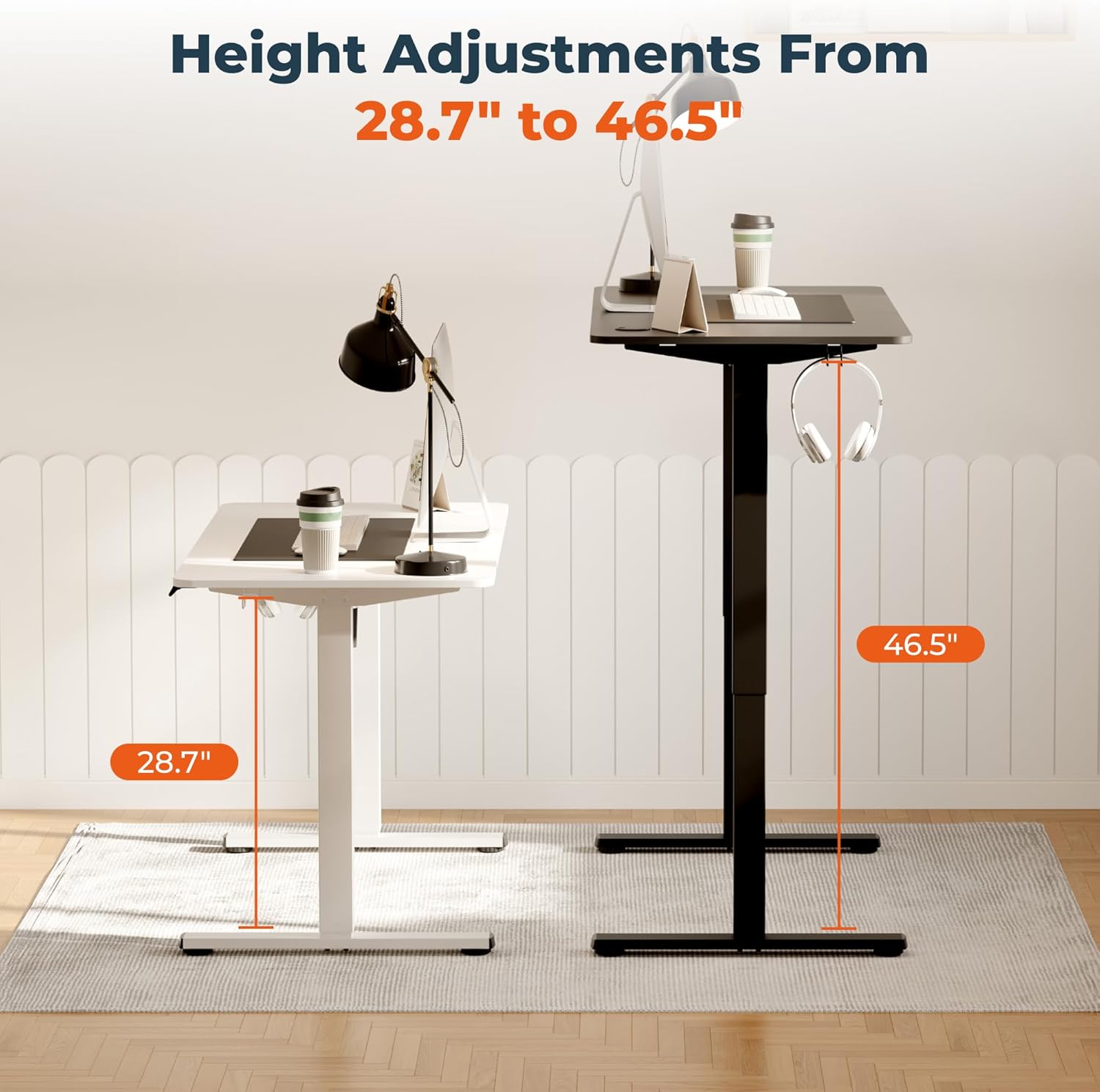 Adjustable Stand Up Desk Standing Desk, 40x24 Inches Home Office Desks with Memory Preset Computer Workstation, Splice Black Top + Black Frame