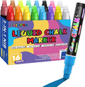 Window Chalk Markers for Cars Glass Washable, 16 Colors Jumbo Liquid Chalk Marker Pens with 10mm 3 in 1 Nib Wide Tips, Big Chalkboard Markers Car Window Paint Pens for Auto, Bistro, Mirror, Poster