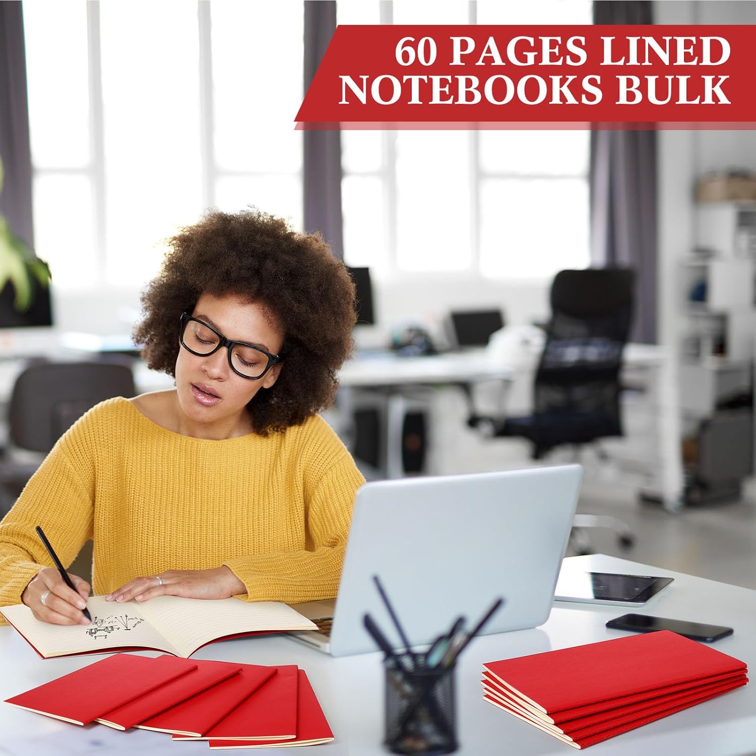 100 Pcs Kraft Notebook Journals 5.5 Inch x 8.3 Inch A5 Softcover Notebooks Bulk for Writing Sketch Office Notepad with 60 Pages 30 Sheets (Multicolor,Lined) (Red,Lined)