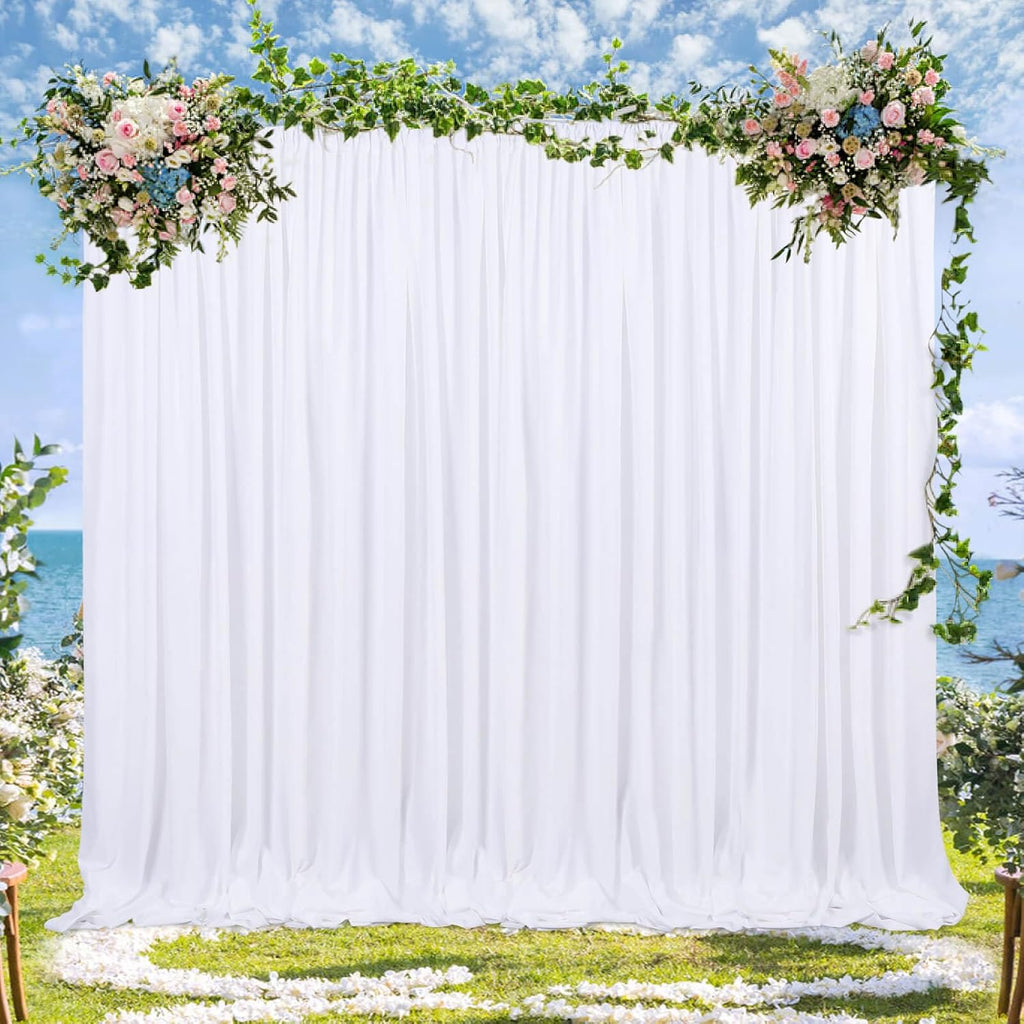White Backdrop Curtains 30ft x 10ft: Polyester Photography Backdrop Drapes - Wedding Party Photo Shoot Background 6 Panels 5x10ft