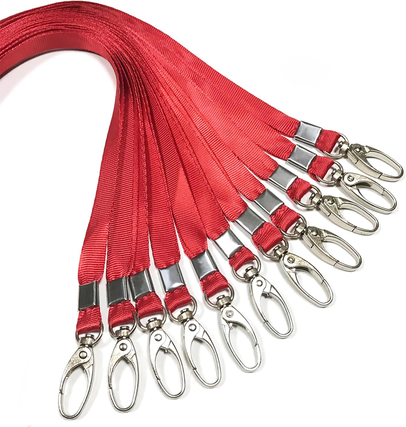 10 Pcs Lanyards Red Lanyard for Id Badges Nylon Lanyard Bulk Clip Swivel Hook for Office Id Badges Key Chains (Red)