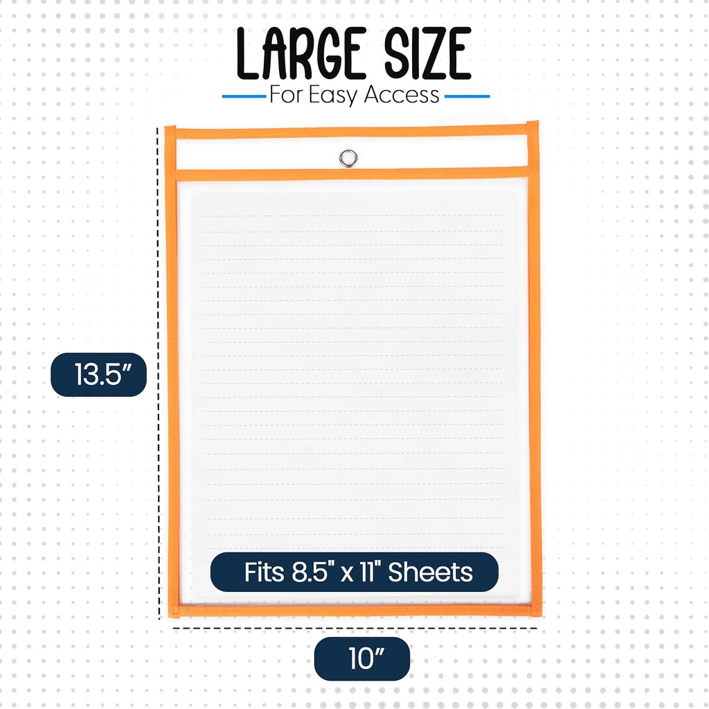 Essex Wares - 25 Pack, Assorted, Job Ticket Holders, 10" Wide x 13.5" Tall - Clear Plastic Shop Ticket Holders - Easy to Use, Reusable & Easy Erase Plastic Invoice Holders, Water-Resistant & Durable