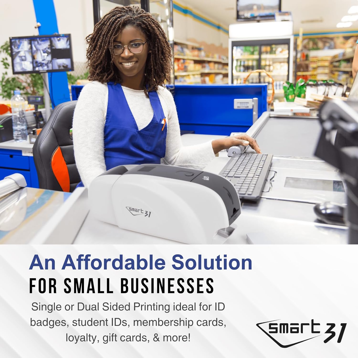 IDP SMART-31 Series ID Card Duplex Printer Kit with Software, Manual and Guides - Includes 250-Print YMCKO Color Ribbon and 100 PVC Plastic Cards - Now with SMARTMark Security