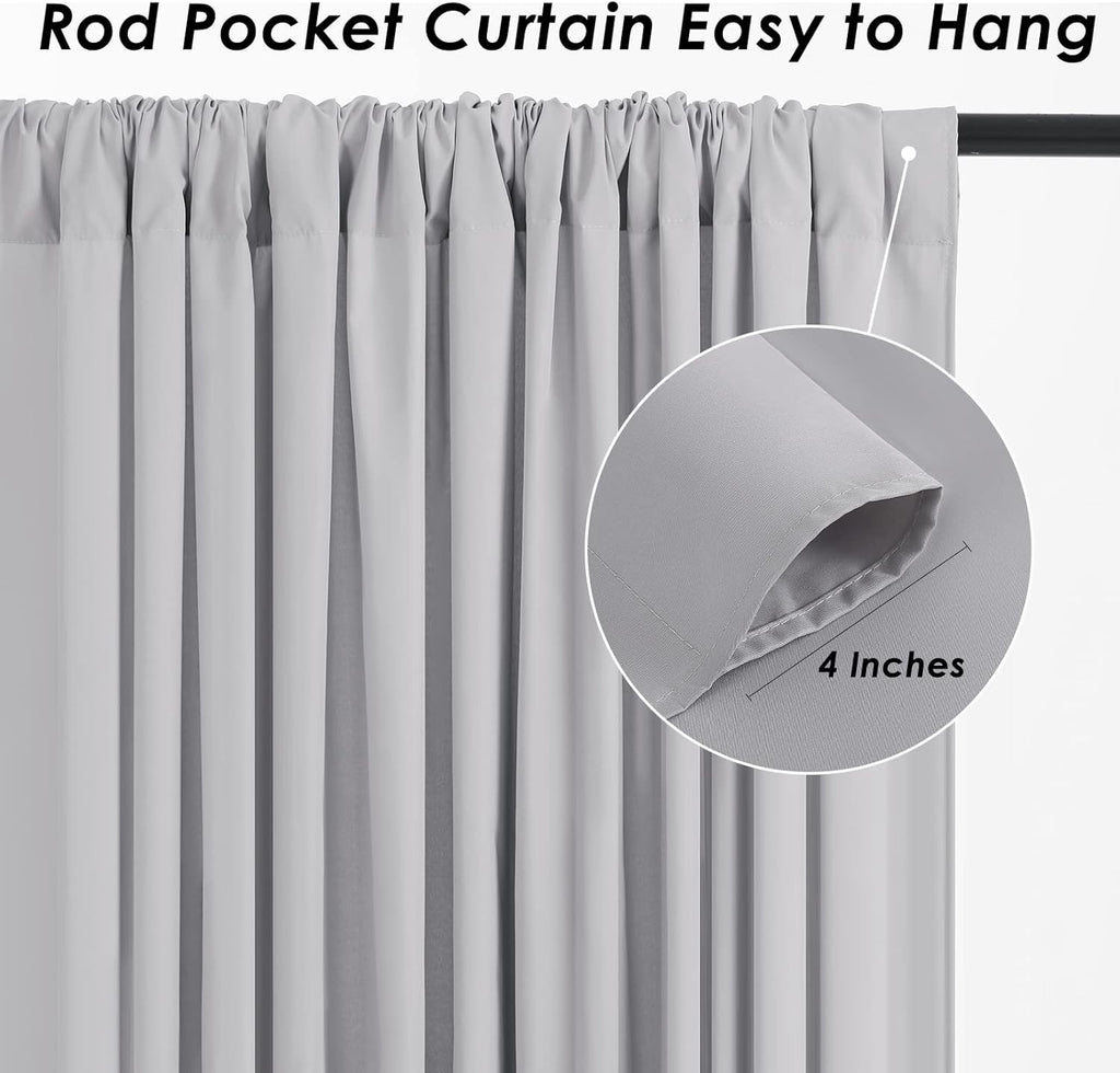 Wedding Backdrop Curtains 2 Panel 5ft x 10ft Grey Polyester Backdrop Drapes for Birthday Party Decoration Ceremony Prom Stage Backdrop Curtain
