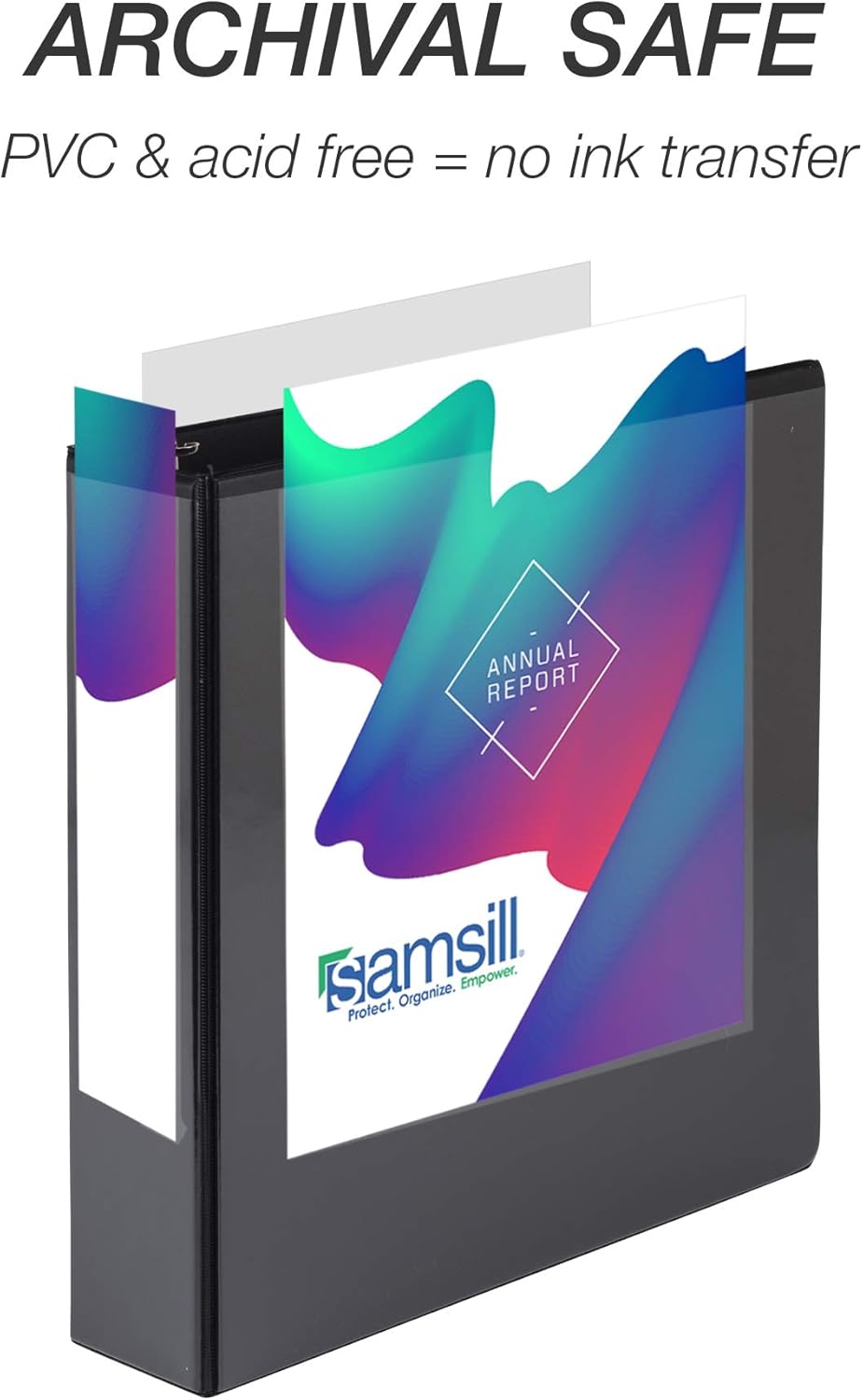 Samsill Durable 2 Inch Binder, Made in the USA, Round Ring Customizable Clear View Binder, Black, 4 Pack (MP48460)
