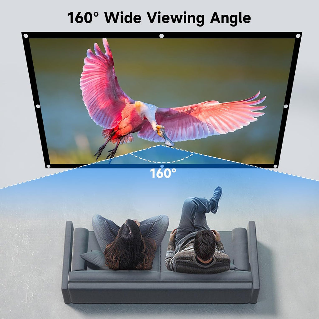 Portable Projector Screen 100 Inch 16:9 HD Folding Indoor Outdoor Movie Screen for Gaming Office Home Cinema