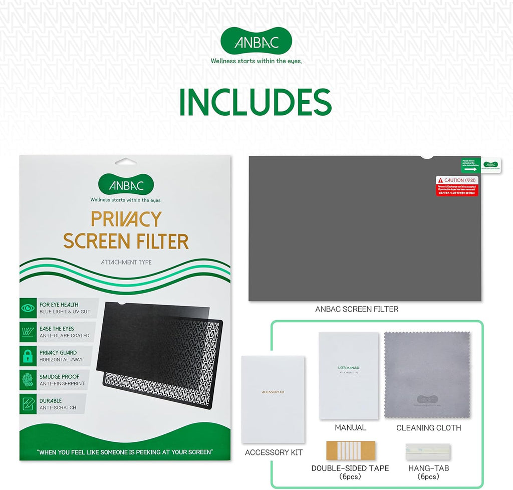 13.3 Inch Laptop Privacy Screen Shield for 16:10 Wide Display - Anti Glare Computer Privacy Screen Cover | Blue Light Blocking Screen Protector | Scratch Resistant UV Filter | Attachment Type