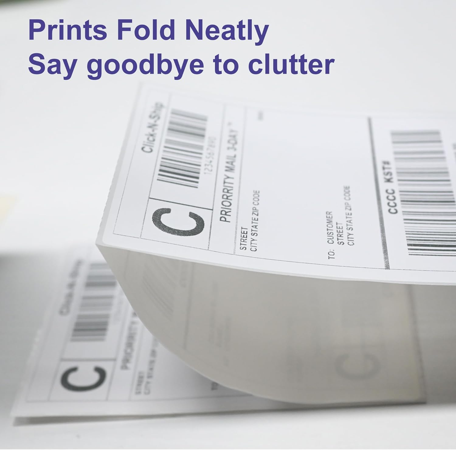 DGBDPACK Fanfold Direct Thermal Shipping Labels 4''x6'' 2400 Labels/8 Stacks (300 Pcs per Stack), Compatible with Zebra Rollo Beeprt Printer Ultra Adhesive