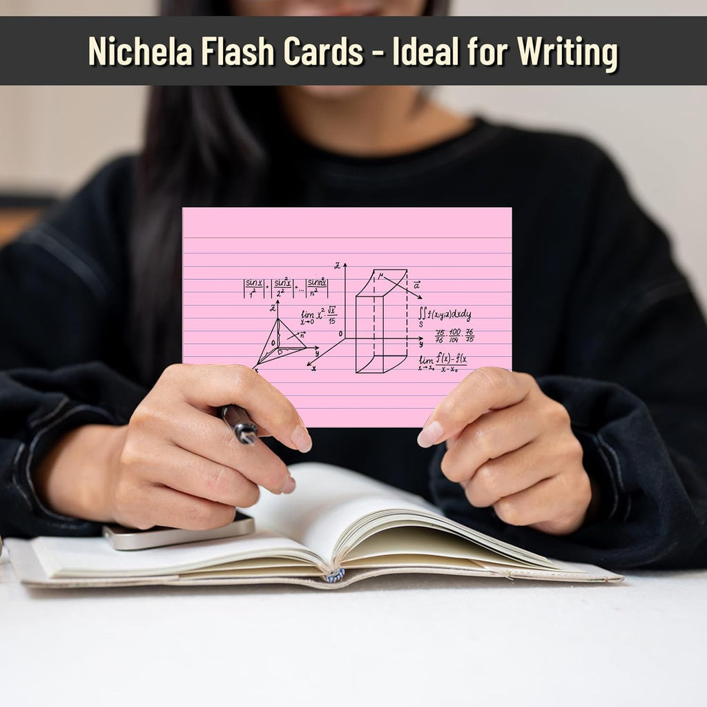200 Pcs Index Cards 4 x 6 Inch Ruled Pink Index Cards, College Ruled Flash Cards for School, College, Office and Home Organization, Durable Study To Do List Note Cards with Ruled Lines, 5 Pack of 40