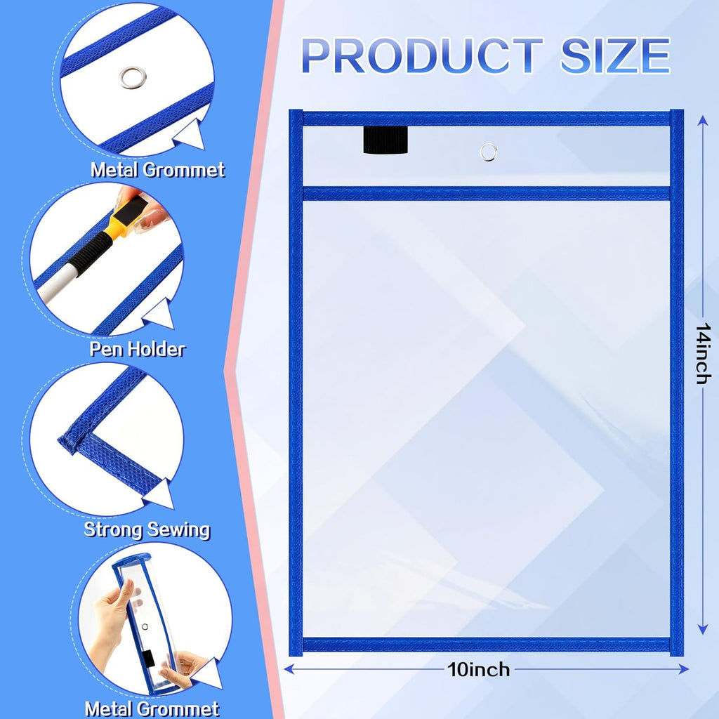 Seajan 120 Pcs Clear Dry Erase Pockets Plastic Sleeves for Paper 14 x 10 Inch Reusable Document Holder Shop Ticket Holders Dry Erase Pocket Organizer Teacher Supplies for Classroom (Vibrant Color)