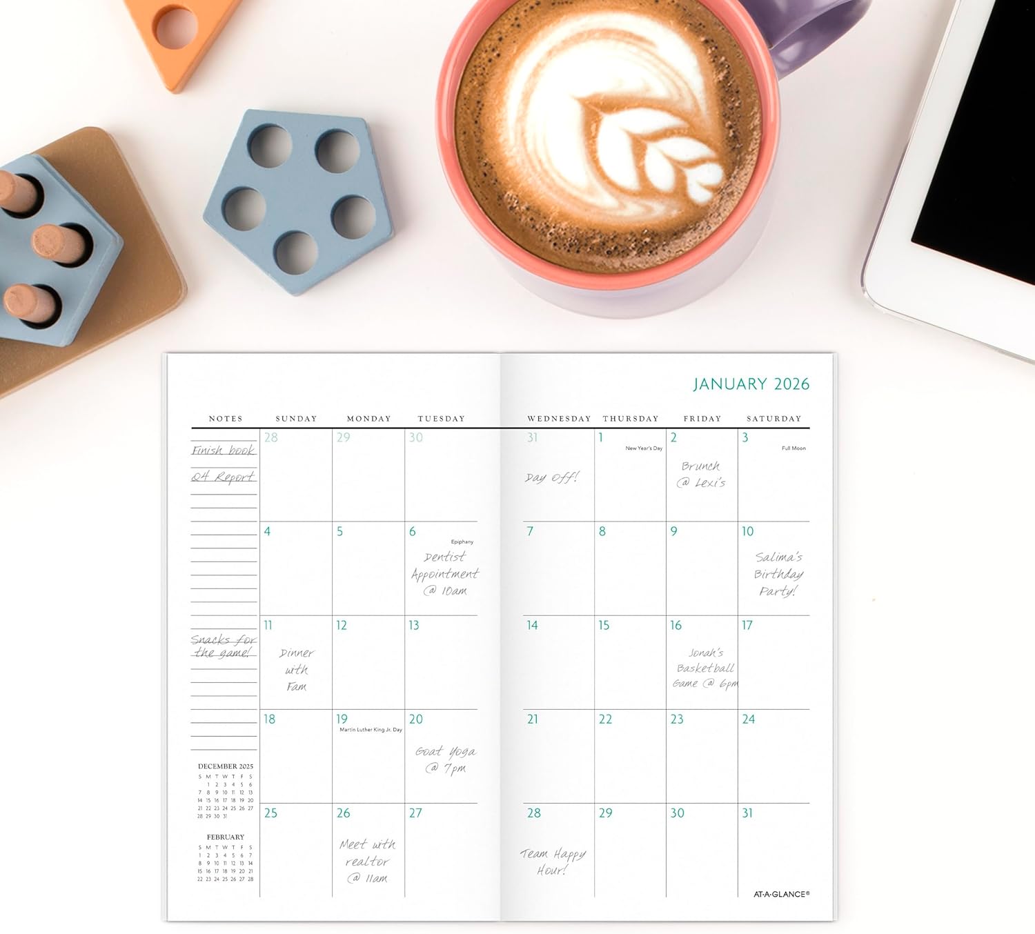 AT-A-GLANCE 2026-2027 Planner, 2 Year Monthly Planner, 3.5" x 6", Pocket Size, BADGE, Floral (1753F-021-26)
