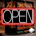 22" X 11" Led Neon Open Signs for Business Ultra Bright Plug In Electric Light Up Large Open Signs with ON/OFF Switch and 12V/2A AC Adapter for Storefront Window Bar Salon Coffee Stores (Red/White)