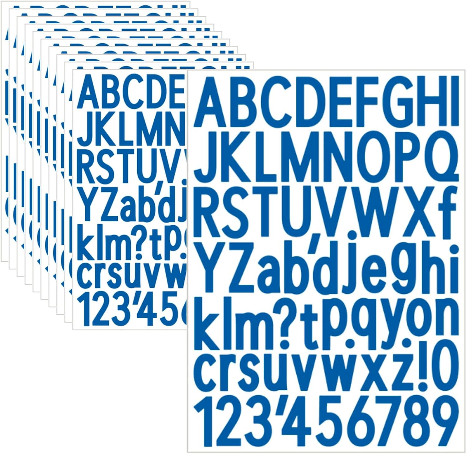 10 Sheets Letter Stickers, Alphabet & Number Stickers, 1.5 inch Vinyl Self-Adhesive, Mailbox & Cup Labels, Holiday Party Decoration (Blue)