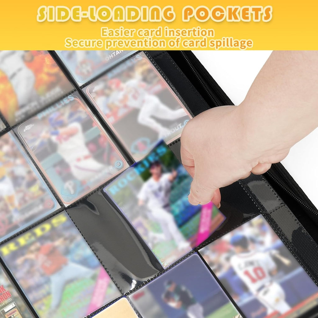 Premium 1000+ Pockets Trading Card Binder, 16-Pocket Ringless Side-Loading Album for TCG, MTG, Lorcana, Sports & Standard-Size Cards (Yellow)